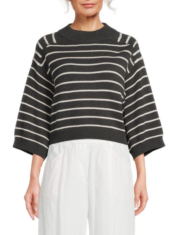 Brunello Cucinelli ​Striped Cotton Cropped Sweater