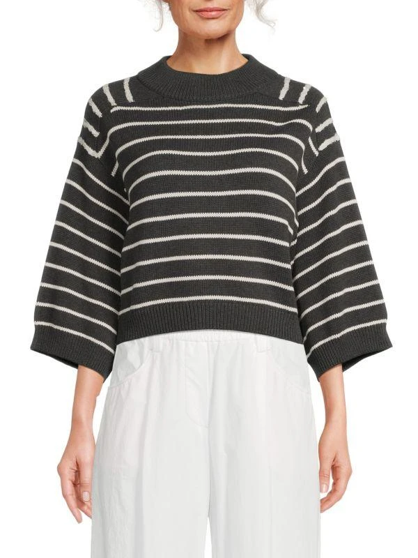 Brunello Cucinelli ​Striped Cotton Cropped Sweater 1