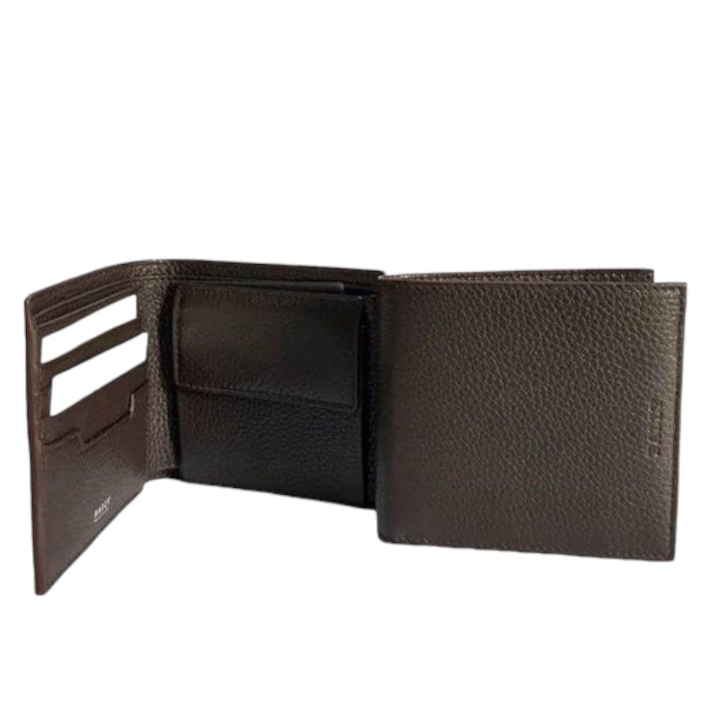 Bally Bally Myie Men's 6211560 Chocolate Embossed Leather Wallet