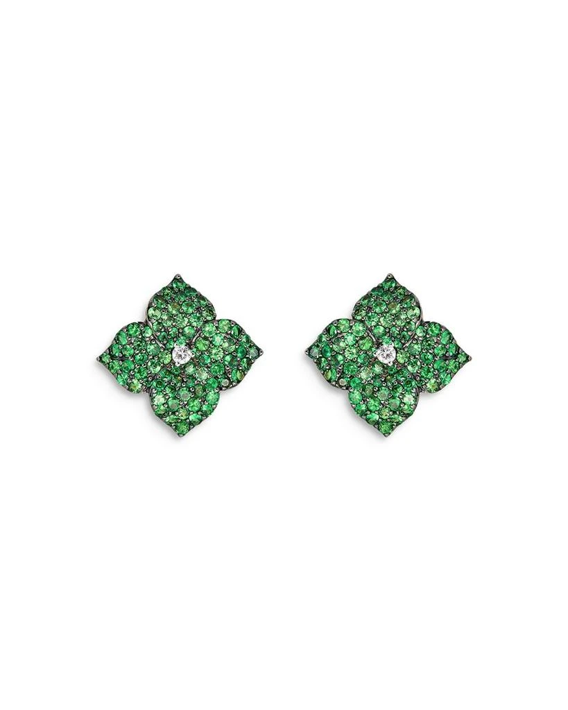 Piranesi 18K Yellow Gold Fiore Tsavorite & Diamond Pavé Flower Small Stud Earrings 1