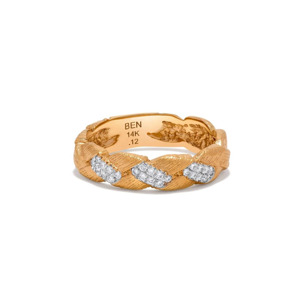 H.J. Namdar 0.12 ct tw Textured Matte Gold Prong Set Round Diamond Braided Stack Ring 14K Two Tone Gold Natural Diamonds Size 6