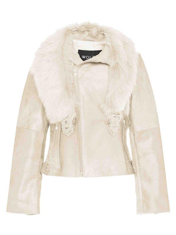 WOLFIE FURS Made For Generations™ Calf Leather & Toscana Shearling Moto Jacket