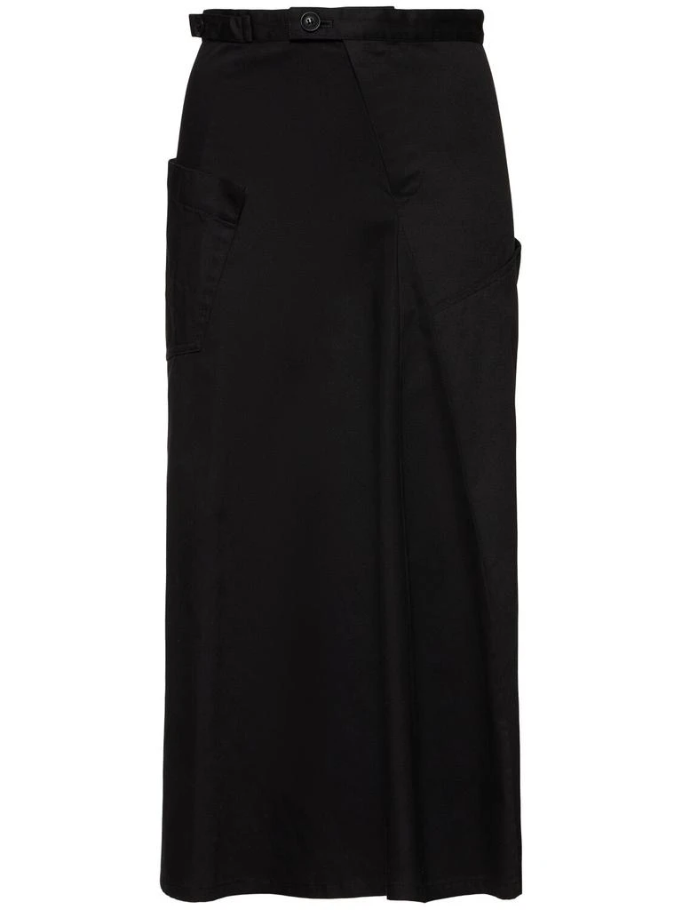 YOHJI YAMAMOTO Flared Cotton Twill Midi Skirt W/ Gusset 1