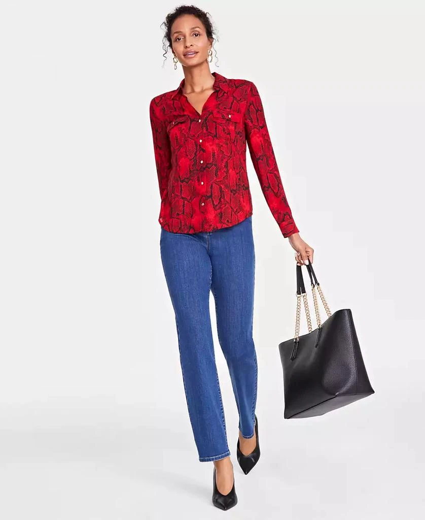 INC International Women's Printed Long-Sleeve Utility Blouse, Created for Macy's 4