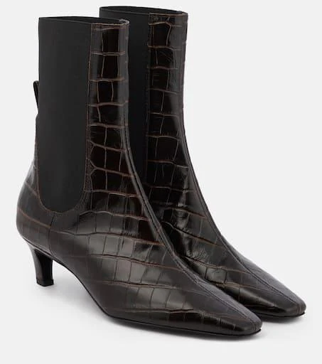 Totême Croc-effect leather ankle boots 1