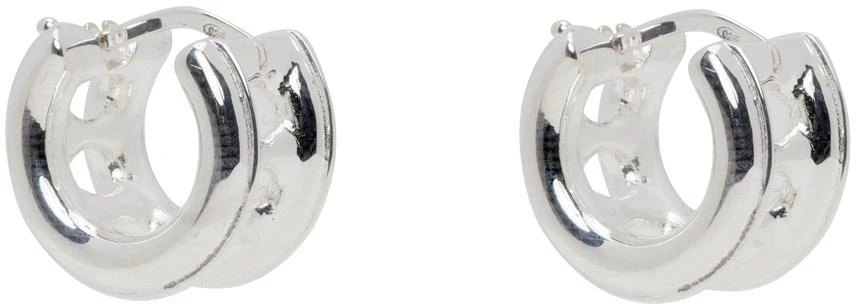 Bottega Veneta Silver Watch Hoop Earrings 2