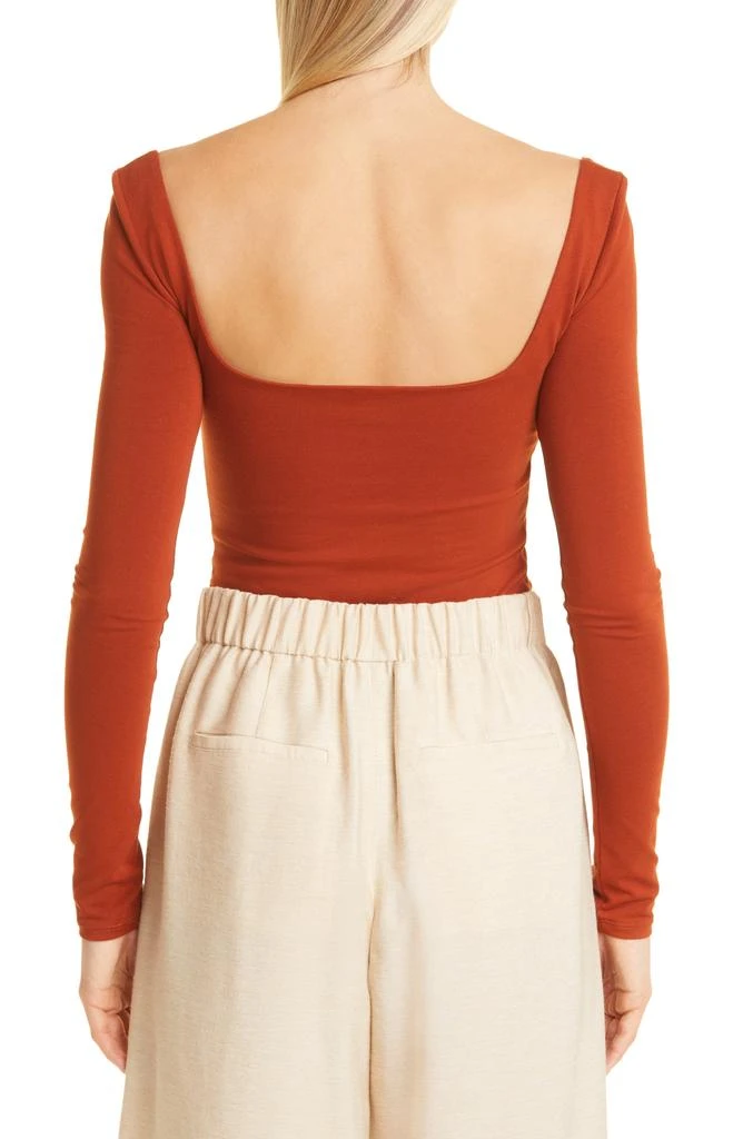 Vince Square Neck Long Sleeve Stretch Cotton Knit Top 2