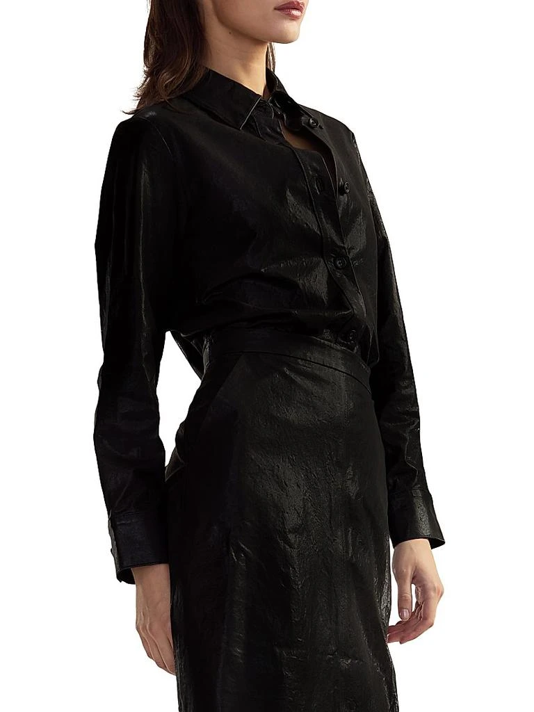 Cynthia Rowley Leather Button-Front Shirt 4