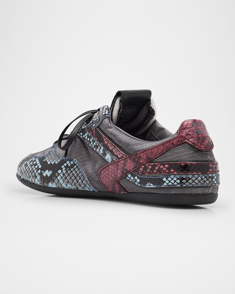 Miu Miu Gymnasium Technical Fabric and Python Low-Top Sneakers