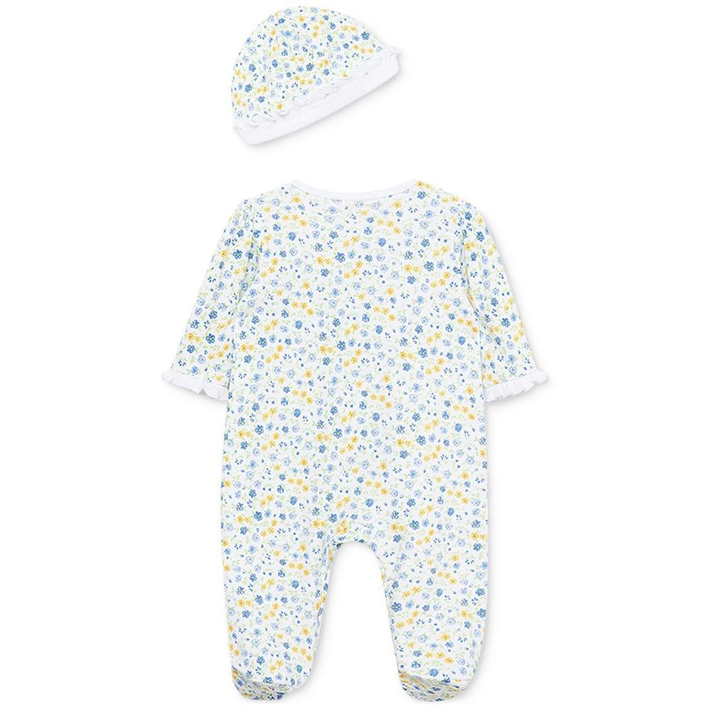 Little Me Baby Girls Dainty Blossoms Coverall and Hat, 2 Piece Set 2