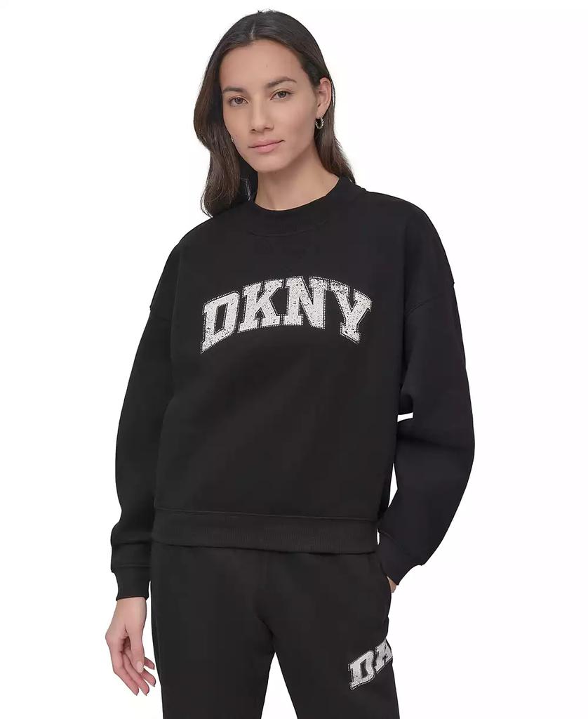 DKNY Women's Rhinestone Logo Crewneck Top
