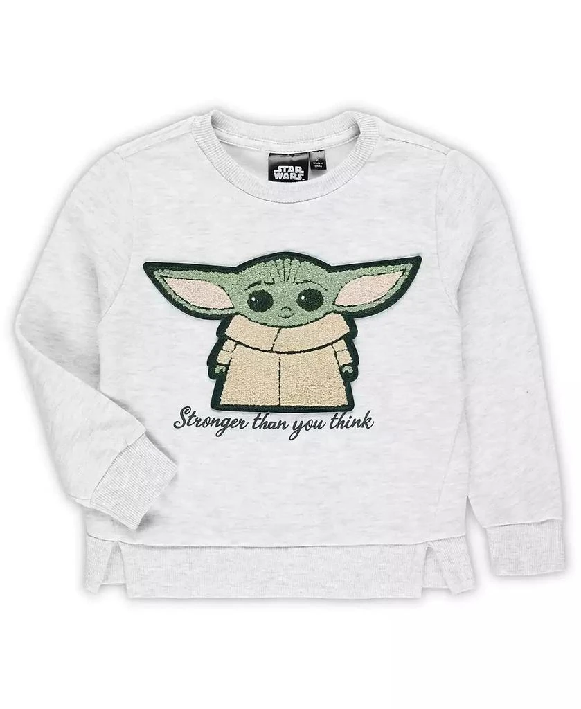 Mad Engine Toddler Boys and Girls Heather Gray The Mandalorian The Child Stronger Than You Think Pullover Sweatshirt 1