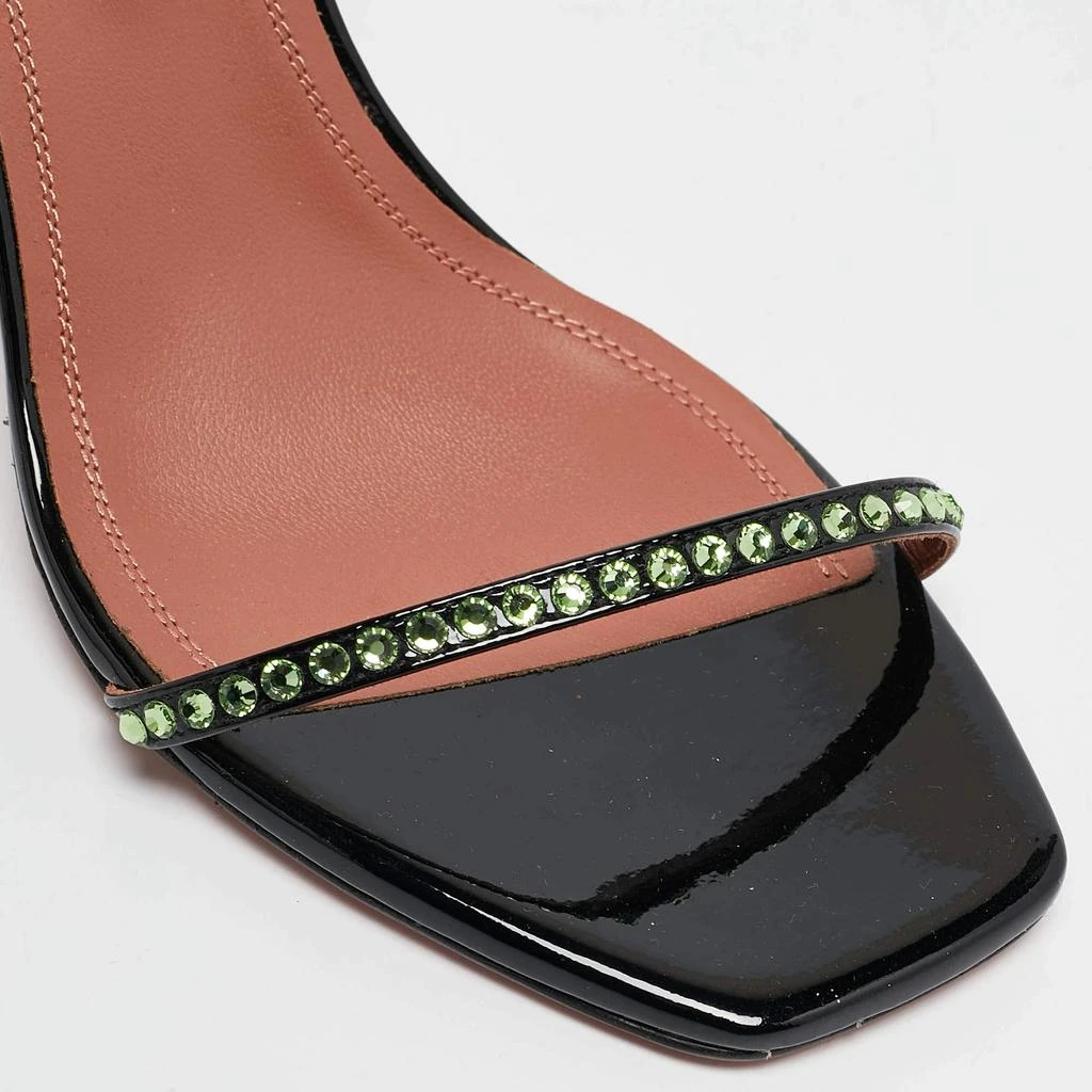 Amina Muaddi Amina Muaddi Black Patent Leather Crystal Embellished Vita Sandals Size 37.5 7