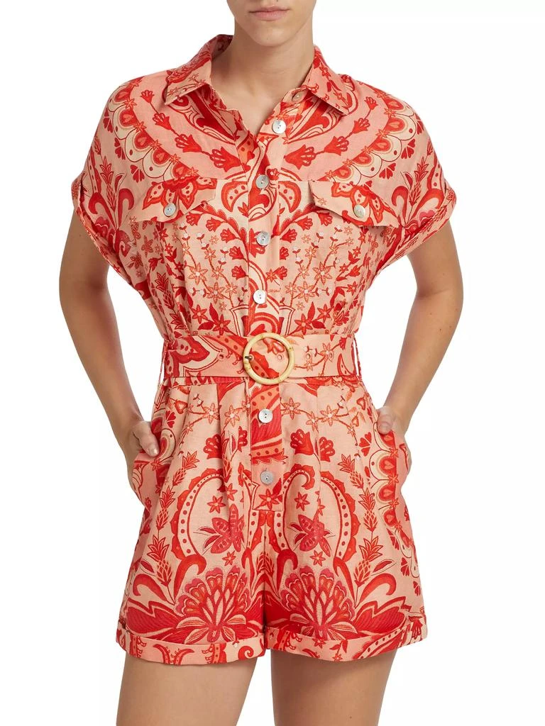 Farm Rio Jaipur Linen Belted Romper 3
