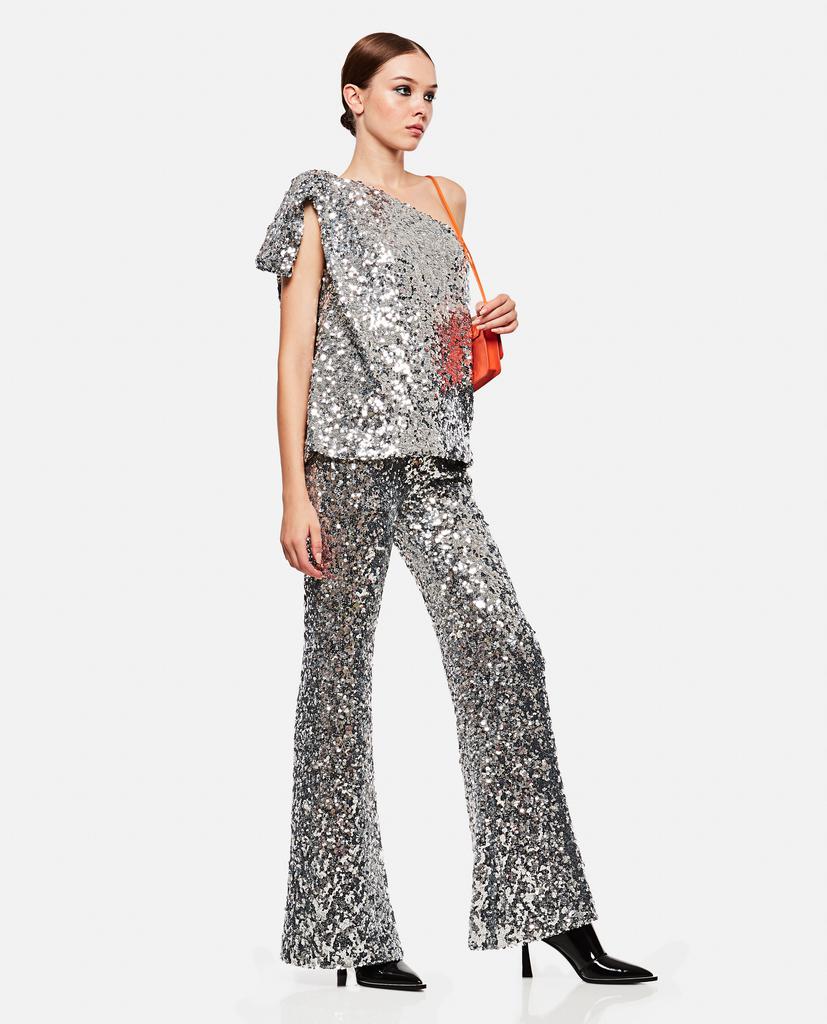 Halpern One Shoulder Top With Sequins