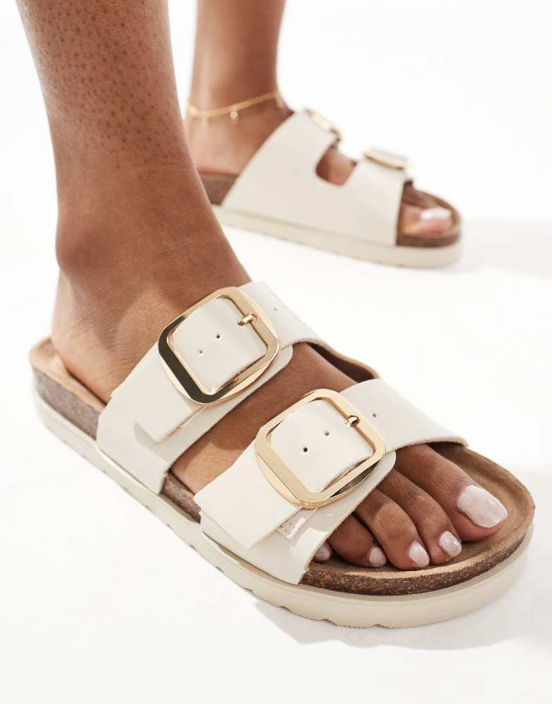New Look New Look double strap sandal with buckles in off white 3