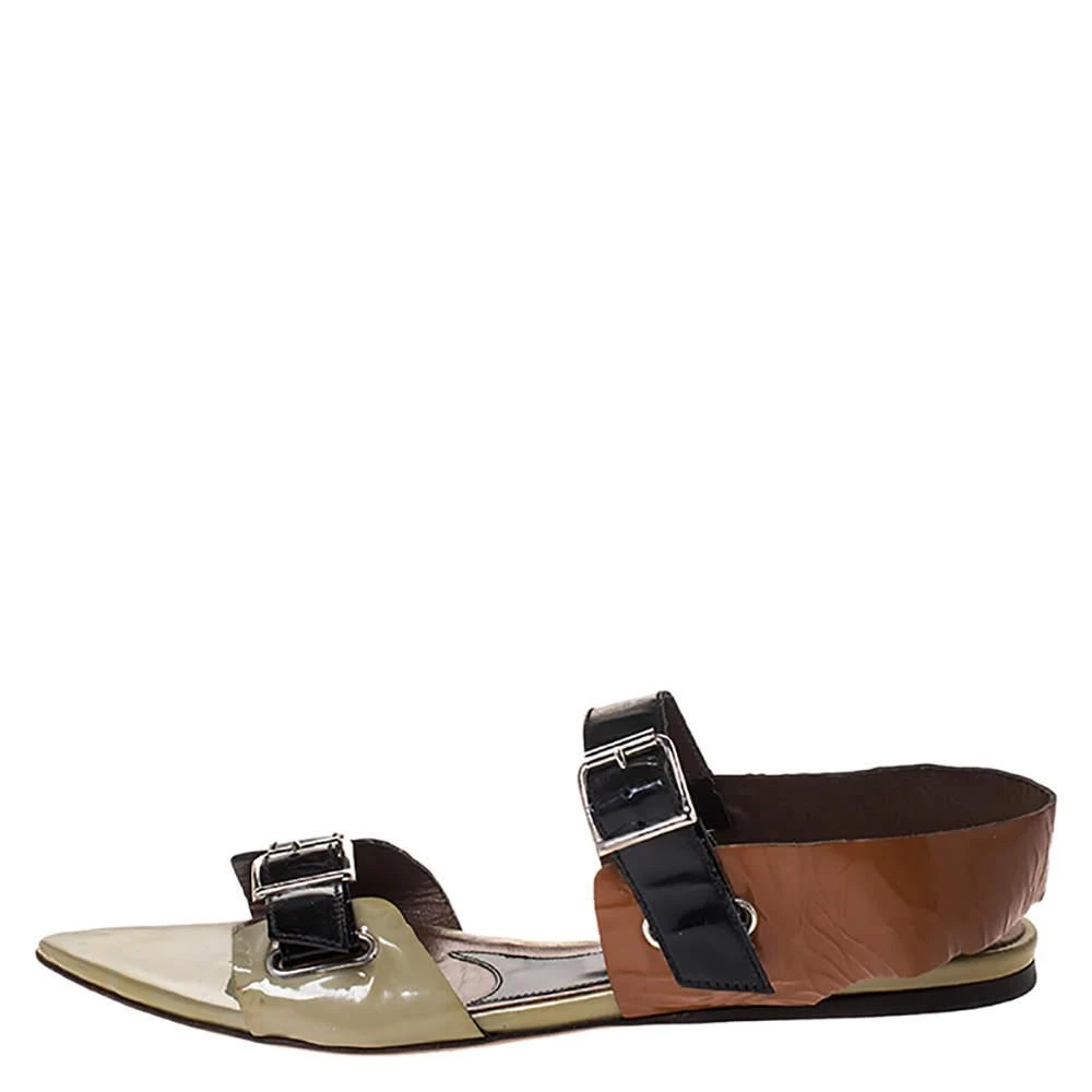 Marni Marni Tricolor Patent Leather Pointed Toe Flat Sandals Size 39 2