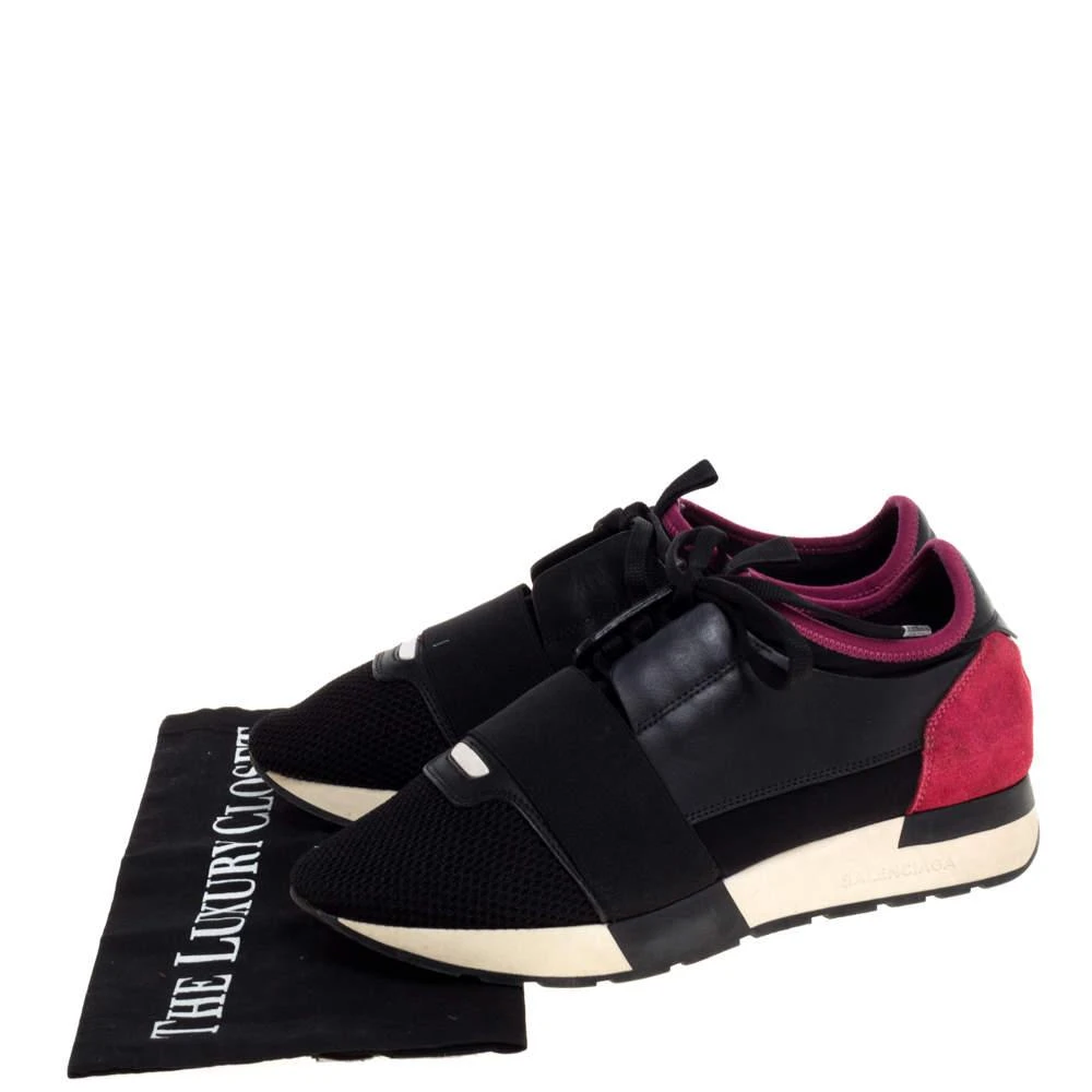 Balenciaga Balenciaga Black/Pink Leather And Mesh Race Runner Low Top Sneakers Size 37 8