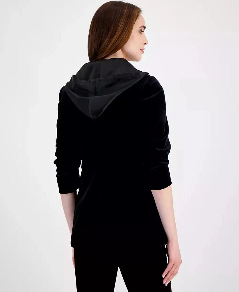 Anne Klein Women's Hooded Notch-Lapel Velvet Jacket 2