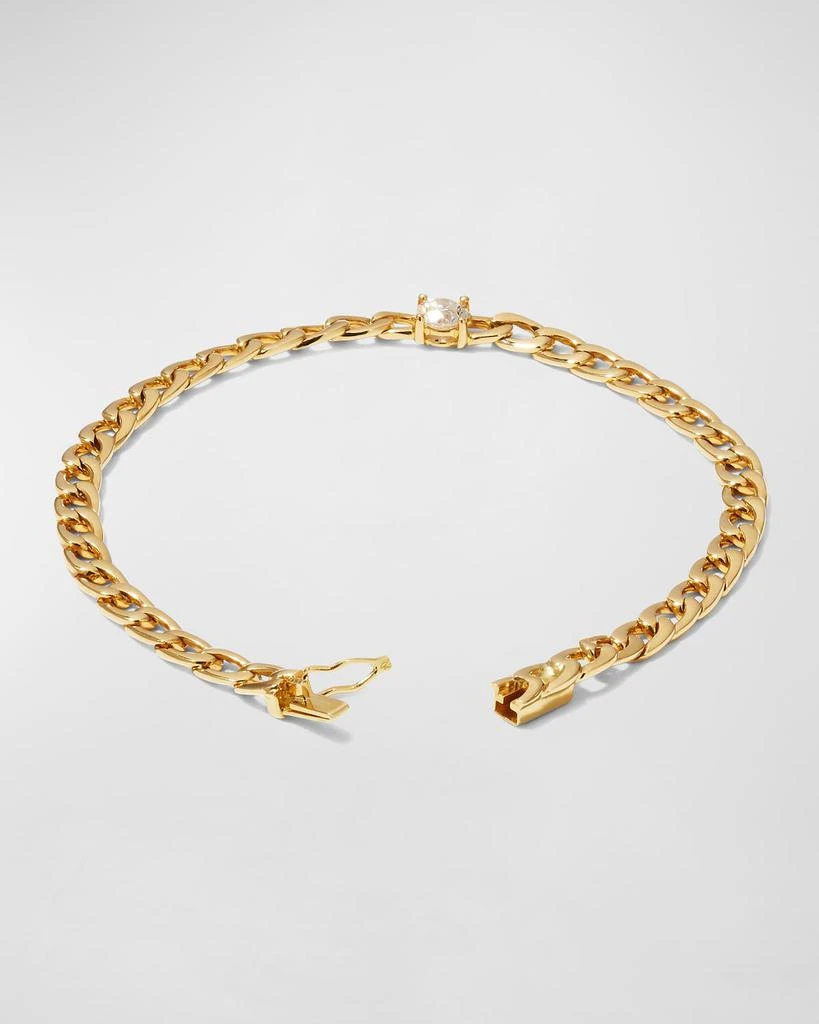 Anita Ko 18k Yellow Gold Plain Chain-Link Bracelet with Diamond Center 4