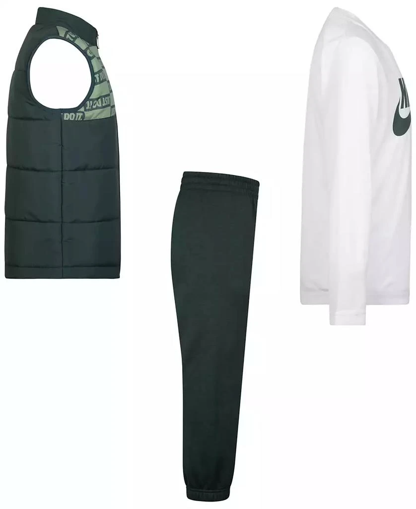 NIKE Little Boys Vest, Logo T-Shirt & Fleece Pants, 3 Piece Set 10