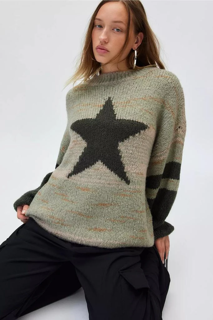 Shop BDG Stella Star Graphic Oversized Pullover Sweater on Sale at