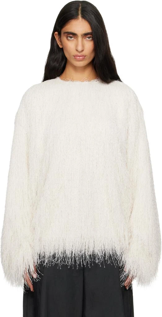 Dries Van Noten Off-White Fringed Cocoon Sweater 1