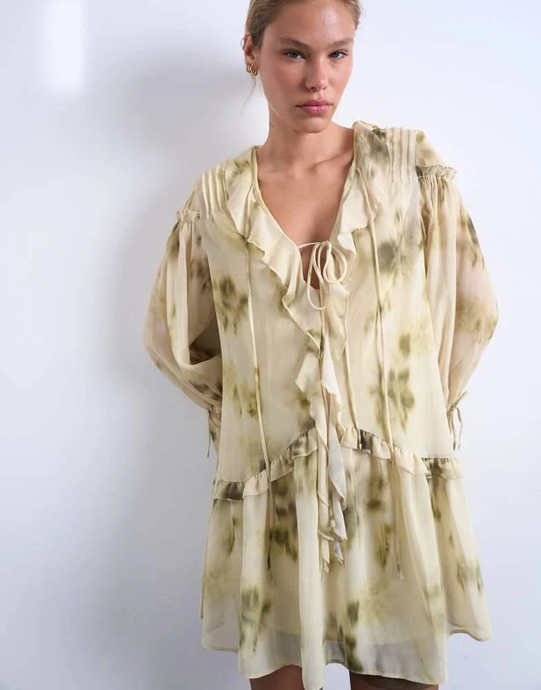 antoinette linen dress Antoinettes Floral Off-Shoulder Ballerina Dress  Blue