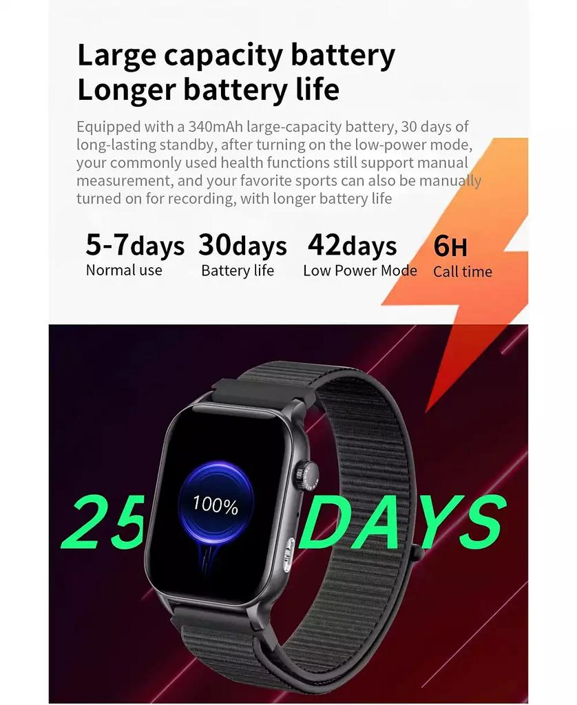 RUXING Smart 1.95" AMOLED Smart Watch for Women Men With Bluetooth Calling, Health Monitoring,Sport Modes, Intelligent Reminder IP67 -Silver 10