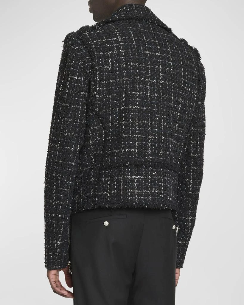 Balmain Men's Embroidered Tweed Biker Jacket 3