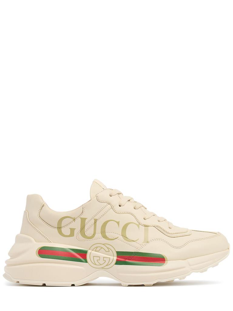 GUCCI Rhyton Gucci Print Leather Sneakers