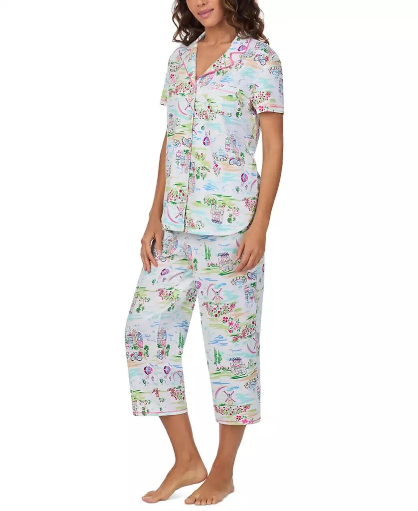 Cuddl Duds Women's Printed Collared Cropped Pajama Set 3