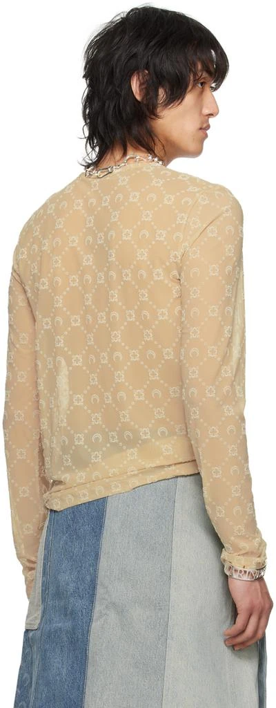 MARINE SERRE Beige Moonogram Long Sleeve T-Shirt 3