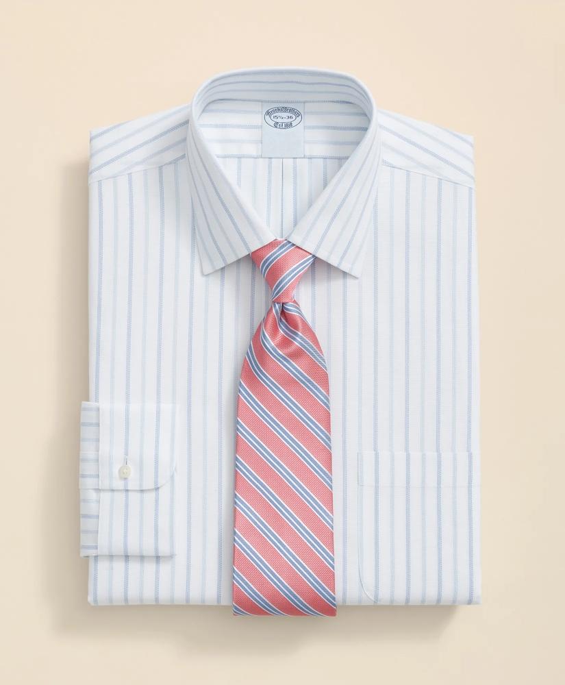 Brooks Brothers Stretch Supima® Cotton Non-Iron Royal Oxford Ainsley Collar, Alternating Stripe Dress Shirt