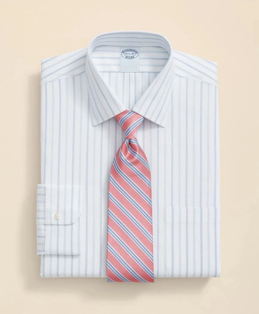 Brooks Brothers Stretch Supima® Cotton Non-Iron Royal Oxford Ainsley Collar, Alternating Stripe Dress Shirt 1