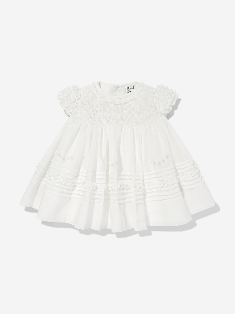 Sarah Louise Baby Girls Dress and Bonnet in Ivory