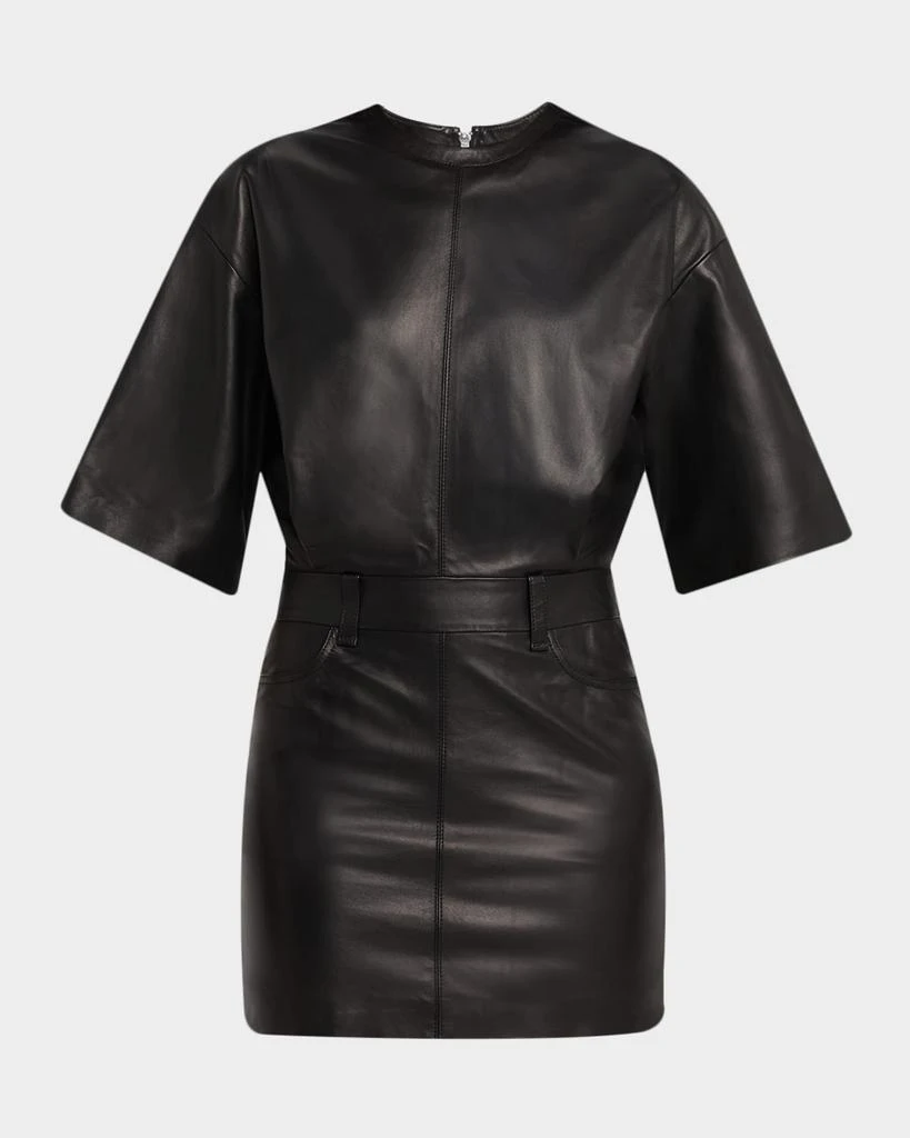 zara faux leather dress green NEW Zara Green Faux Vegan Leather Sleeveless Button V-neck Ruffle Mini  Dress M main image 0