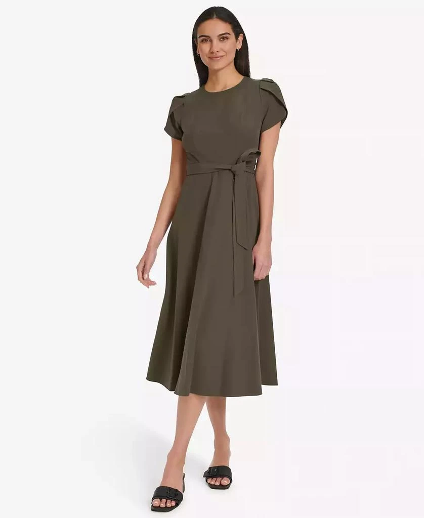 chinese dress ladies Calvin Klein Women's Tulip Sleeve A-Line Midi Dress, Black, 2 at Amazon  Women's Clothing store