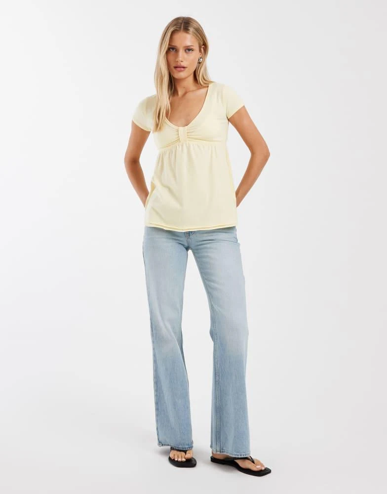 HOLLISTER Hollister short sleeve babydoll top in yellow 3