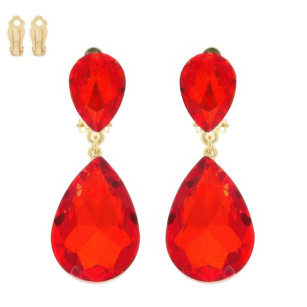 TRUEDAMES Teardrop-cut Crystal Clip On Earrings 9