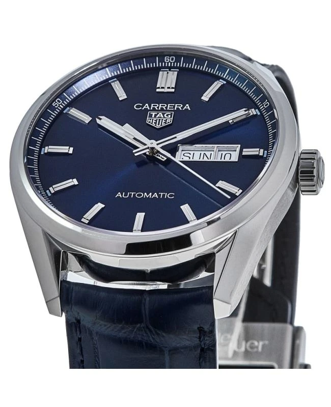 TAG Heuer Tag Heuer Carrera Calibre 5 Day-Date Automatic Blue Dial Leather Strap Men's Watch WBN2012.FC6502 2