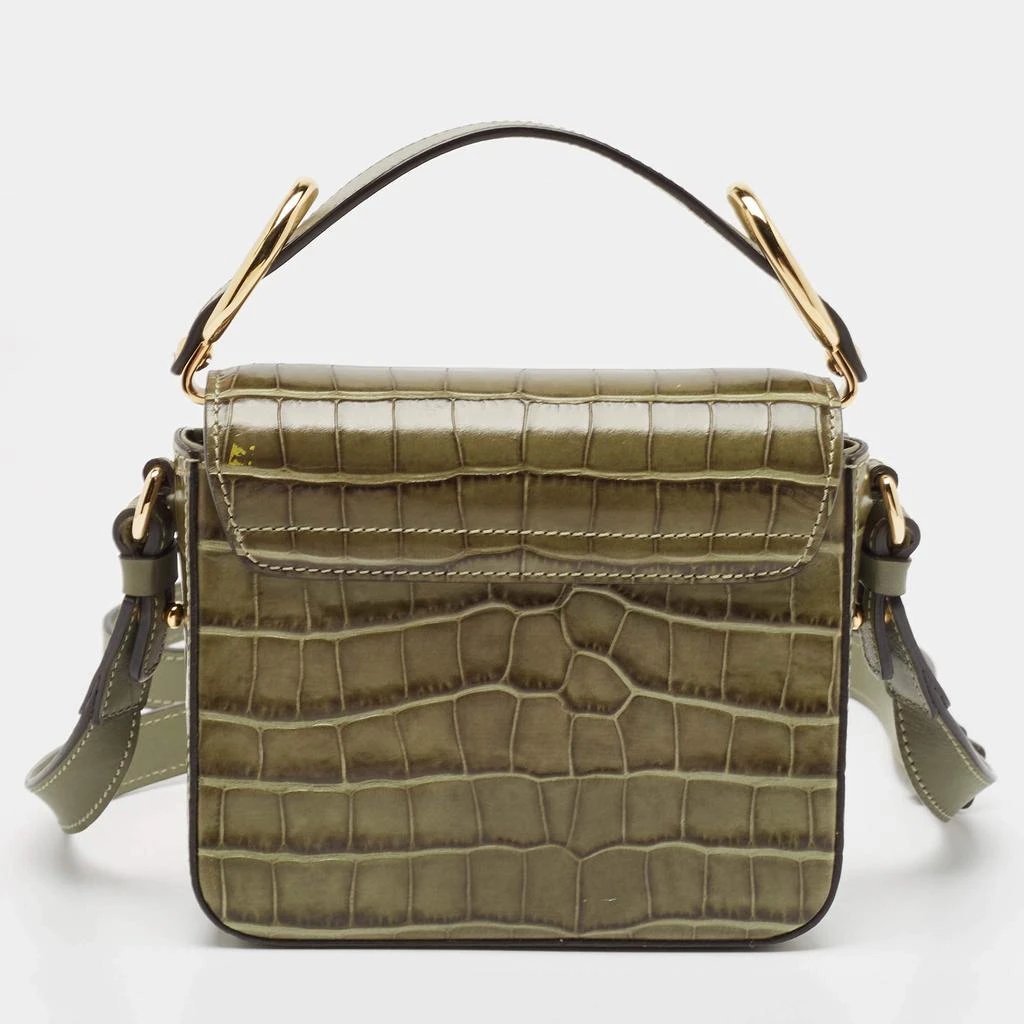 Chloé Chloé Two Tone Green Croc Embossed Leather Mini C Top Handle Bag 4