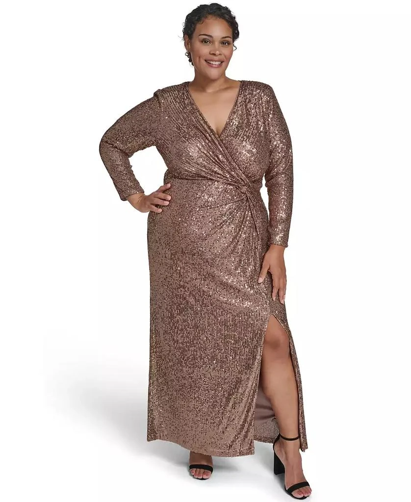 slim fit dress slacks Plus Size Glitter Mesh Shirring Side Plus Mini Dress_ Ivory / 2XL
