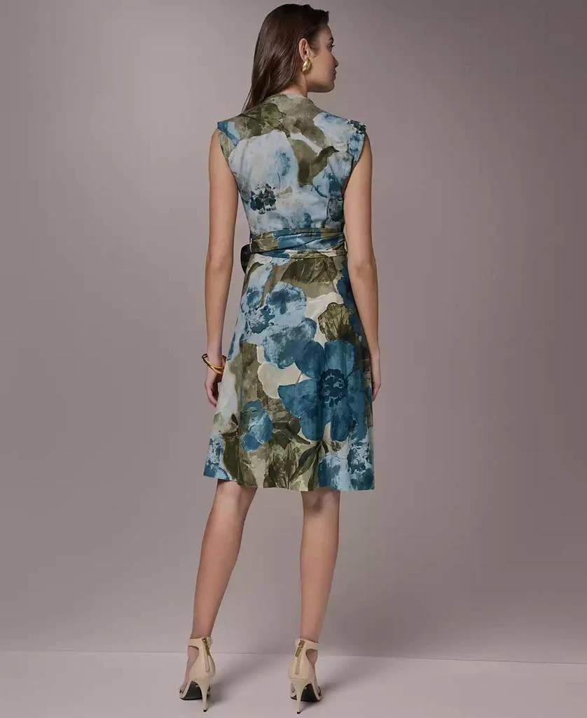 Donna Karan Women
s Sleeveless Floral Faux Wrap A-Line Dress 6