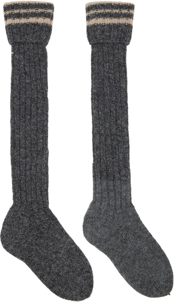 MAISON MARGIELA Gray & Beige Shetland Wool Socks 1