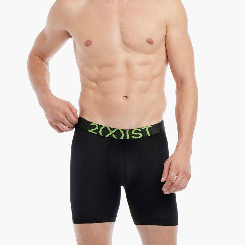 2(x)ist Lightning 6" Boxer Brief Black Beauty With Jasmine Green