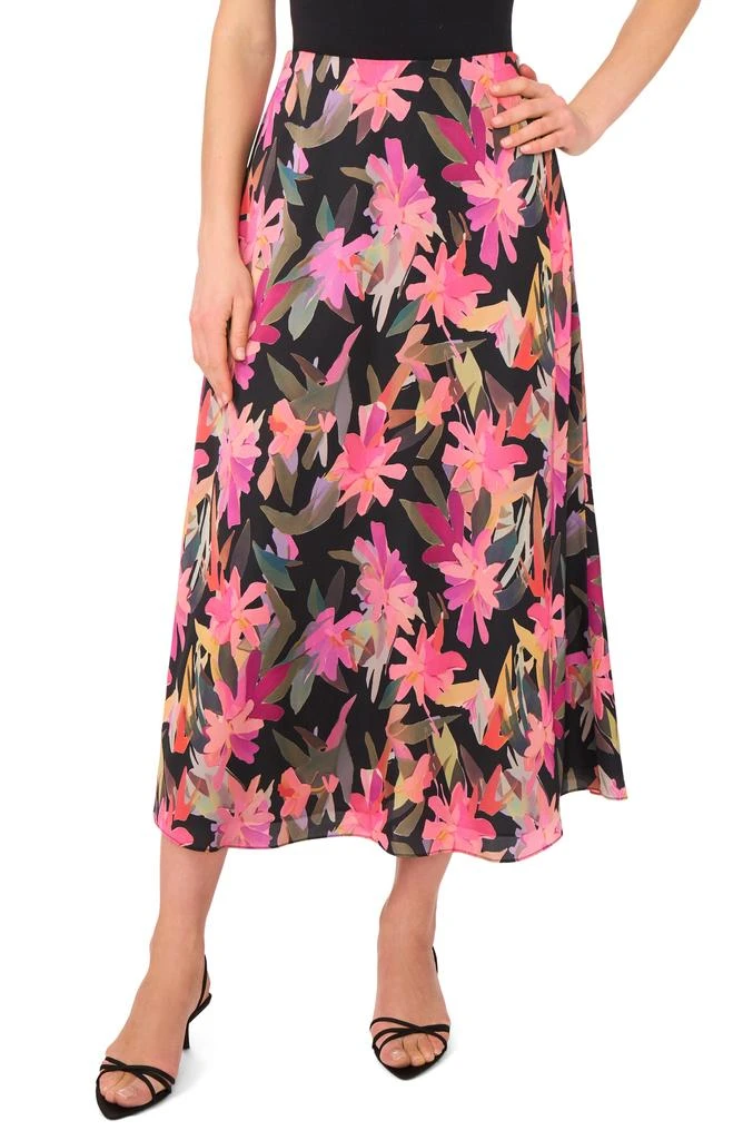 Vince Camuto Floral Bias Cut Midi Skirt