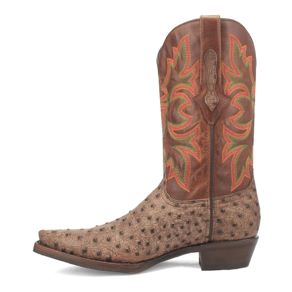 Dingo Outlaw Embroidered Ostrich Print Snip Toe Cowboy Boots 3