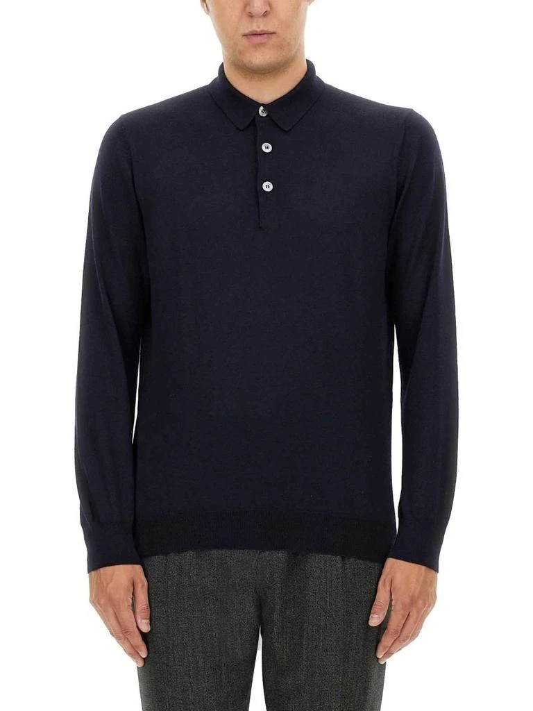 LARDINI Lardini Long-Sleeved Knitted Polo Shirt 1