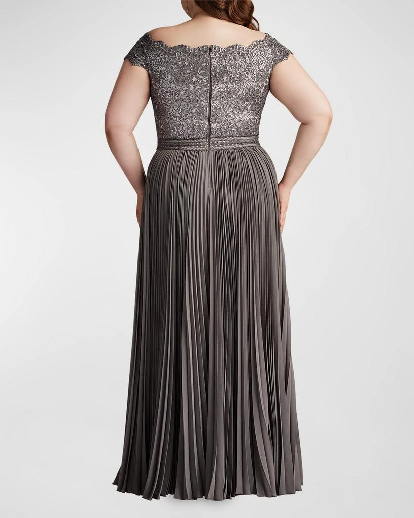 Tadashi Shoji Plus Size Off-Shoulder Pleated Sequin Lace Gown 4